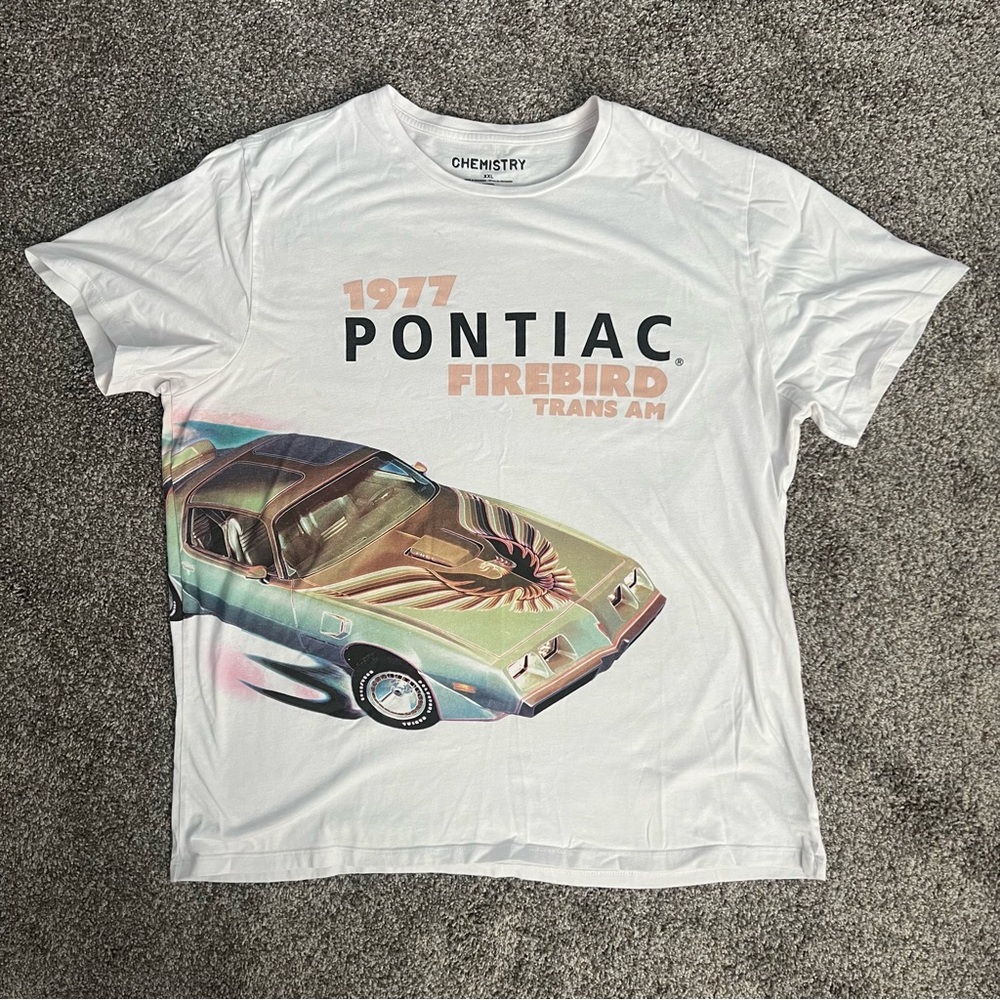 Pontiac 1977 FireBird White Graphic TShirt XXL